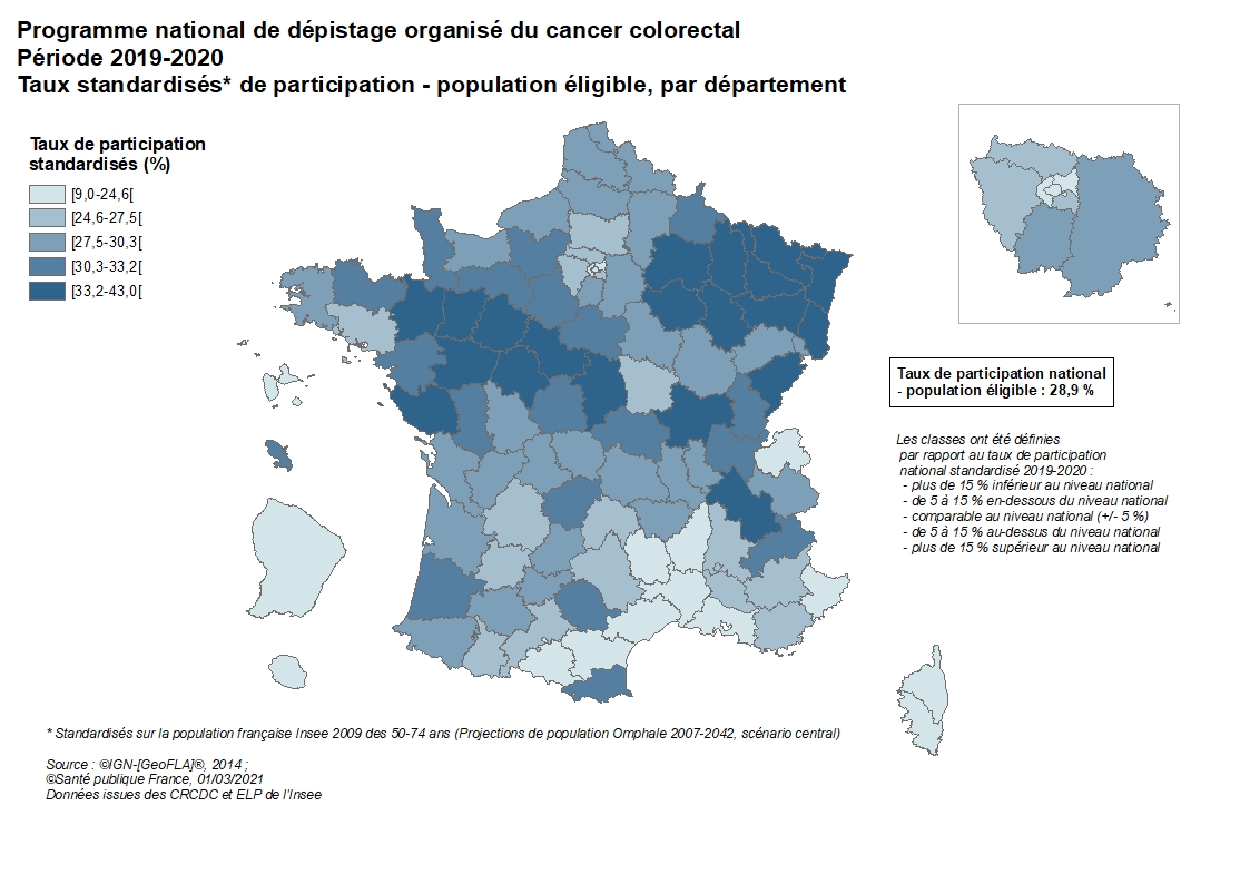 DOCCR - Taux standardisés de participation, par département, 2019-2020