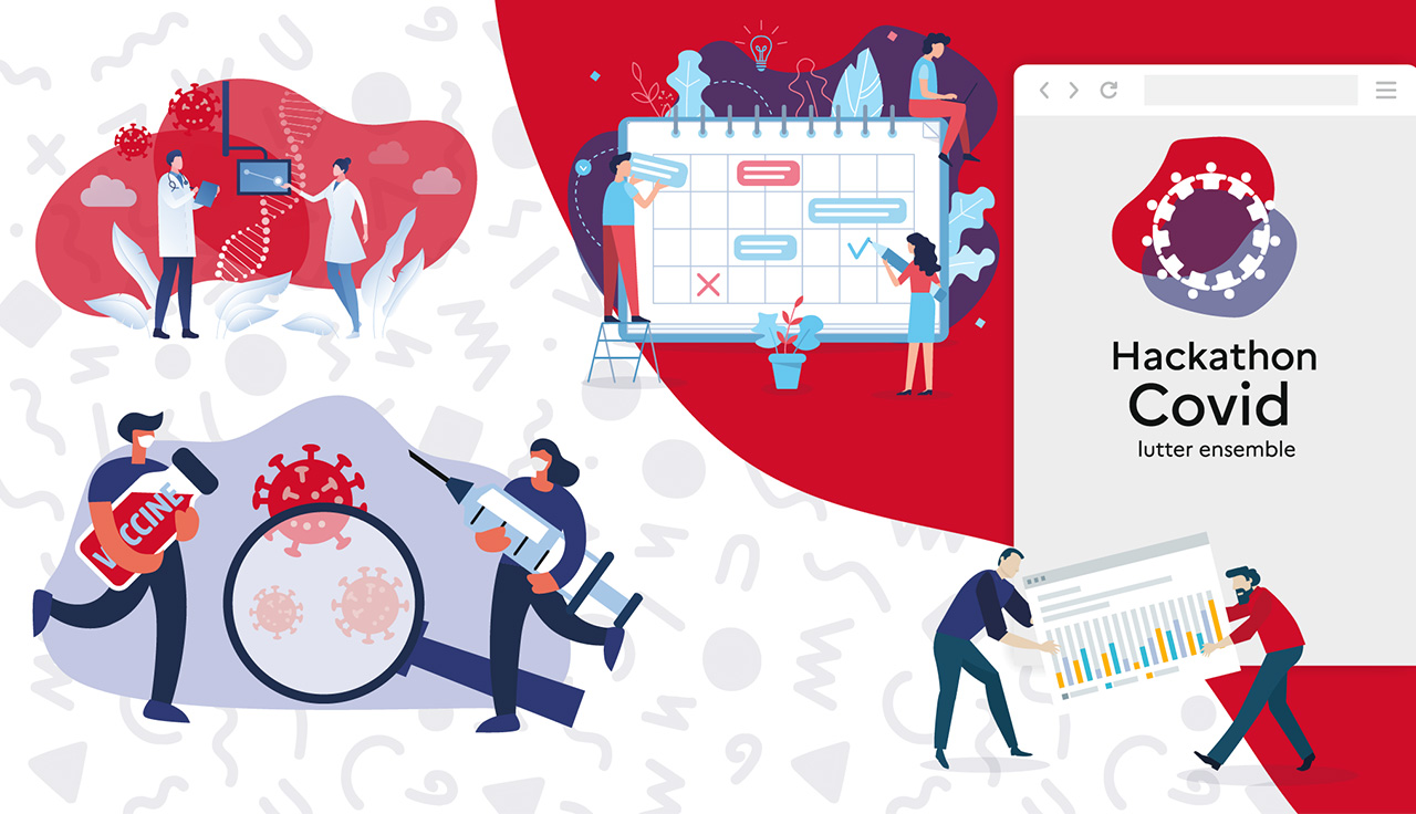 bannière web du dispositif hackathon COVID